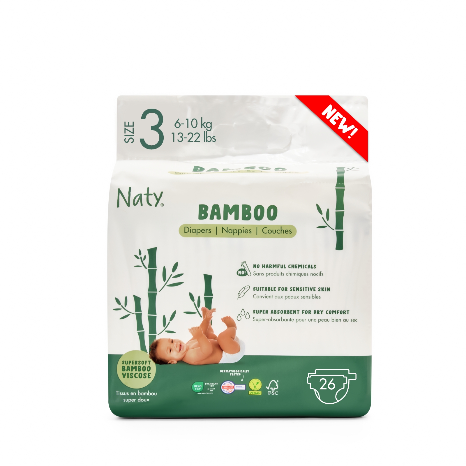 26 x Pannolini in viscosa di bambù (Taglia 3), , large, Eco by Naty